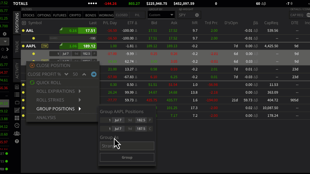 Custom Position Grouping